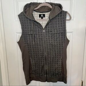 ROCK & republic grey hooded cotton zip up vest sleeveless medium